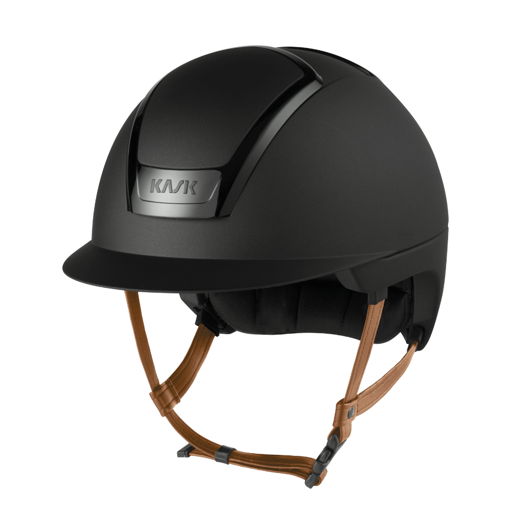 KASK NEMESI METAL Reithelm mit beigem Kinnriemen - smokey black, Größe 60