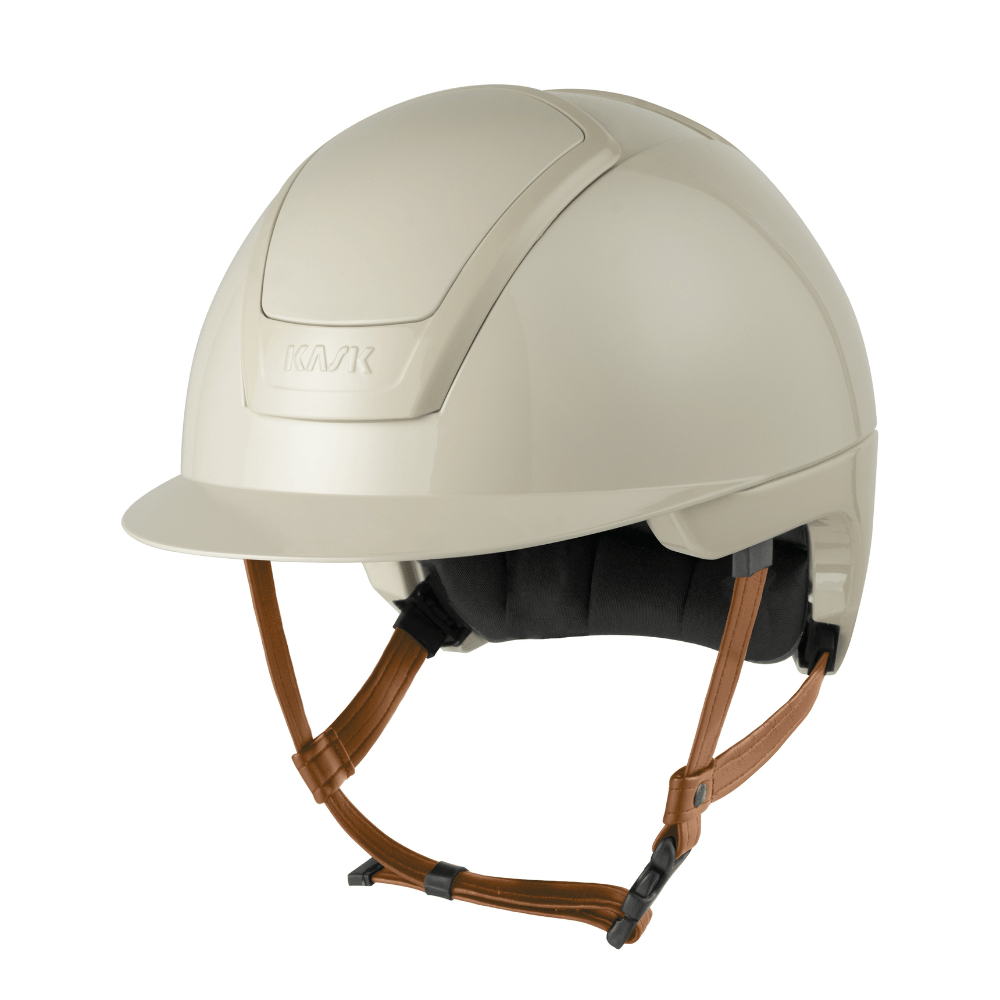 KASK NEMESI SHINE Reithelm mit beigem Kinnriemen - silk beige, Größe 57