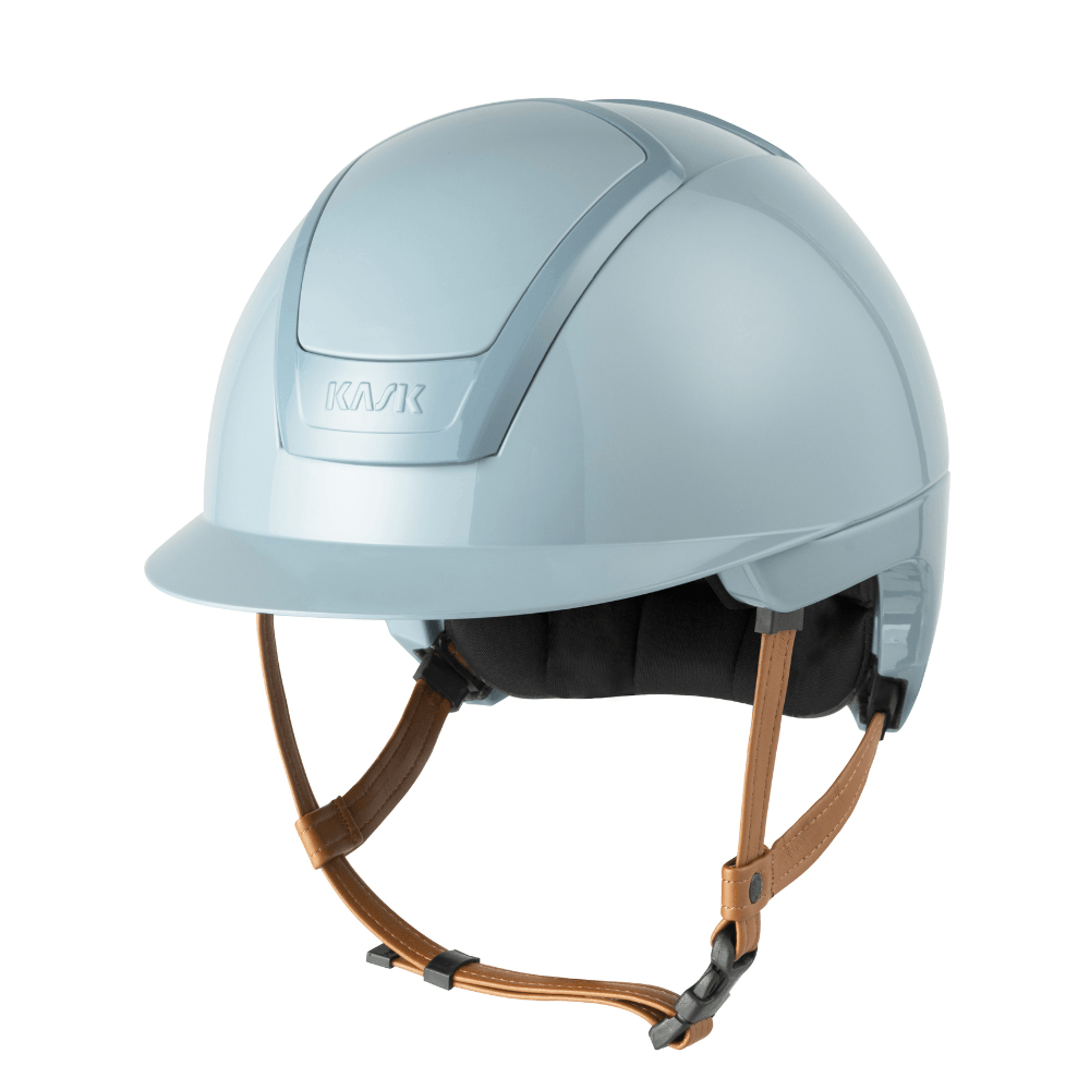 KASK NEMESI SHINE Reithelm mit beigem Kinnriemen - soft blue, Größe 59