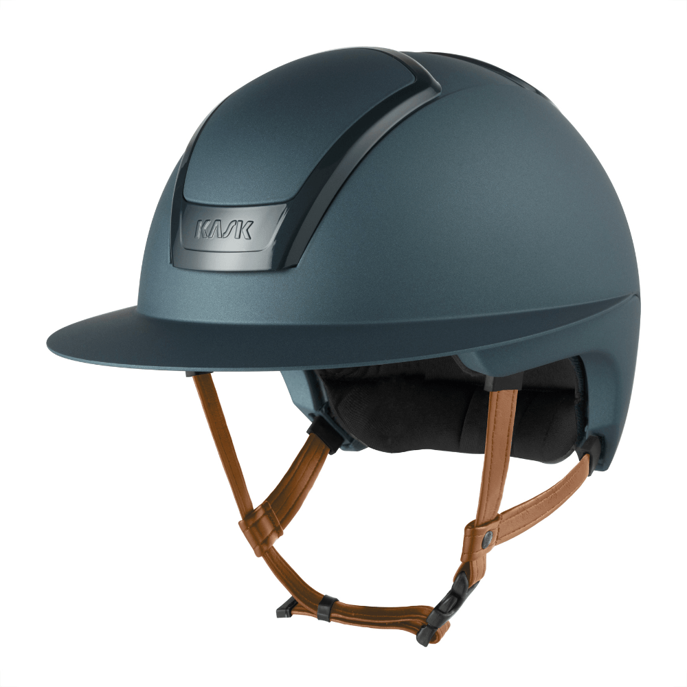 KASK NEMESI Wide Peak METAL Reithelm mit beigem Kinnriemen - teal green, Größe 59