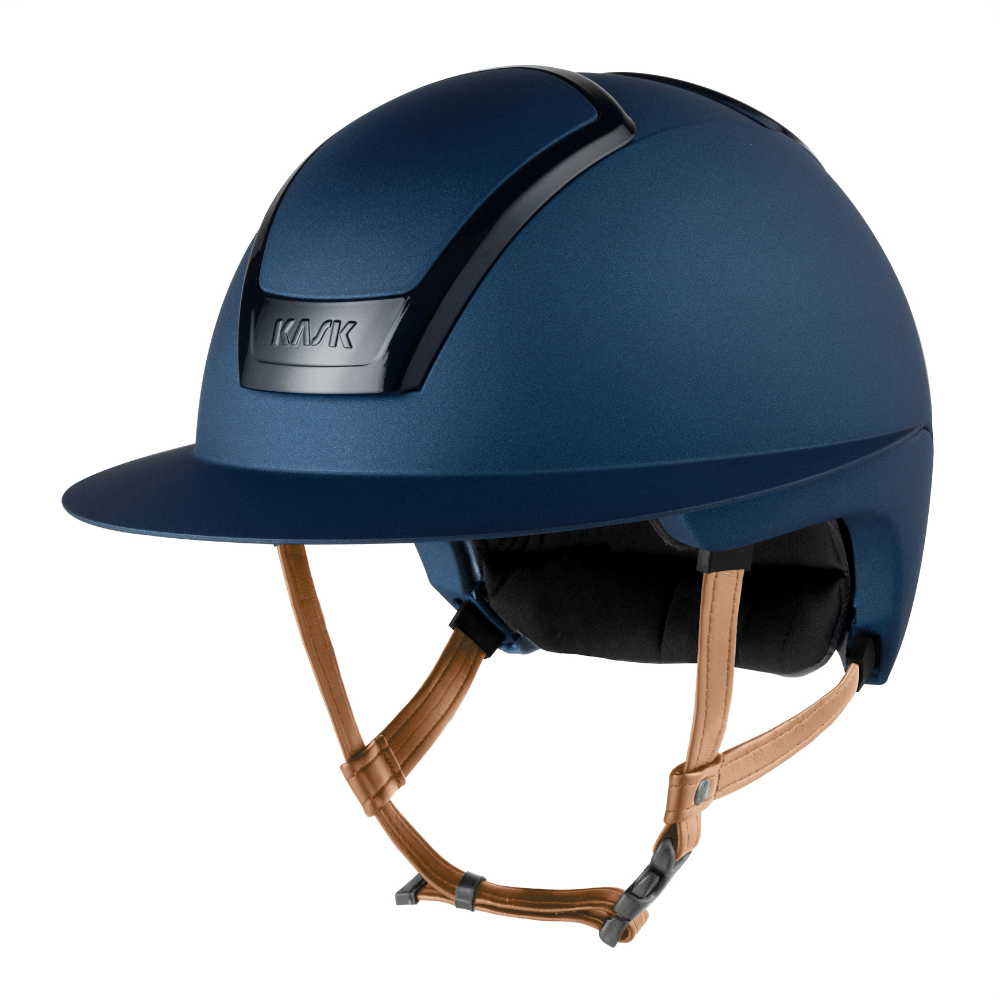 KASK NEMESI Wide Peak METAL Reithelm mit beigem Kinnriemen - cobalt blue, Größe 59