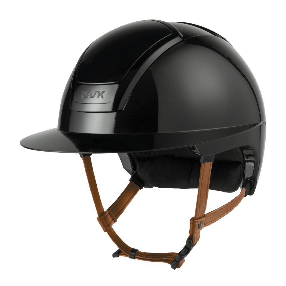 KASK NEMESI Wide Peak SHINE Reithelm mit beigem Kinnriemen - black, Größe 57