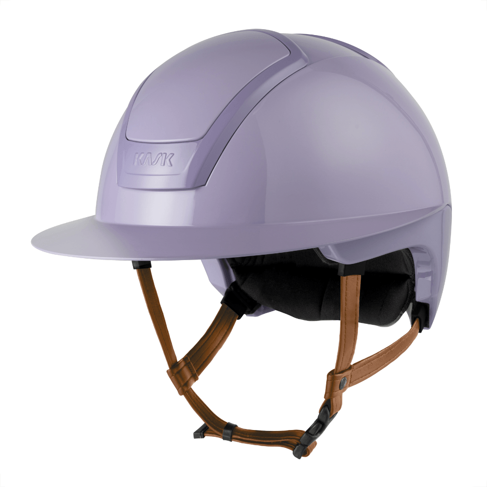 KASK NEMESI Wide Peak SHINE Reithelm mit beigem Kinnriemen - cloud lilac, Größe 58