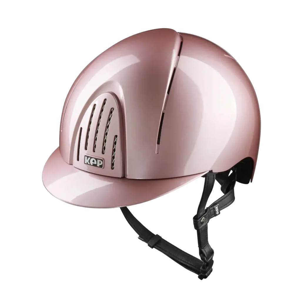 KEP SMART NOVA METAL POLISH Pink Standard Visier mit schwarzen Riemen Reithelm - pink, Größe M (51-58)