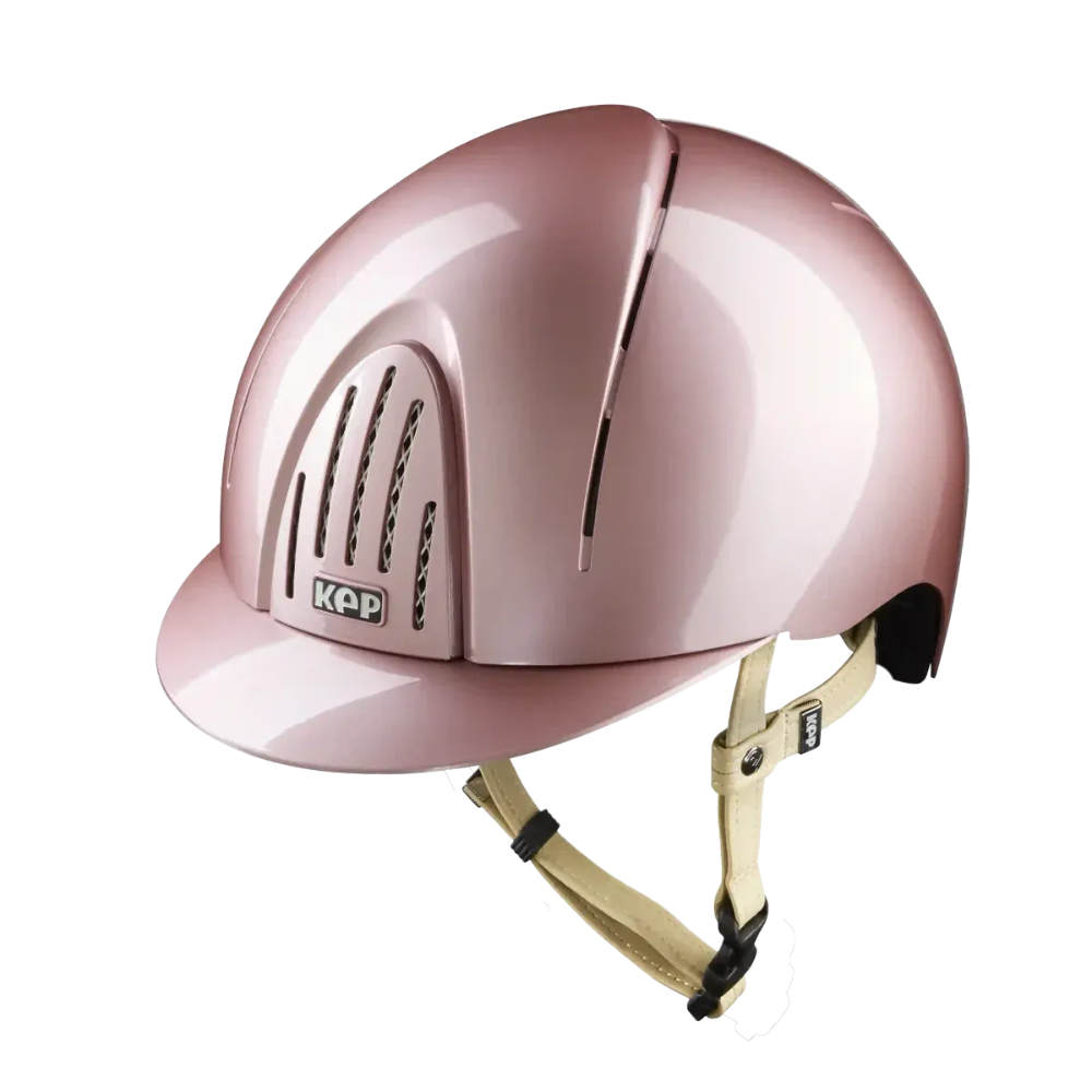 KEP SMART NOVA METAL POLISH Pink Standard Visier mit beiger Beriemung Reithelm - pink, Größe L (59-62)