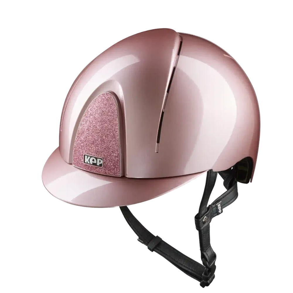 KEP SMART NOVA METAL POLISH Pink Standard Visier mit schwarzer Beriemung Glitzer Pink Reithelm - pink, Größe L (59-62)