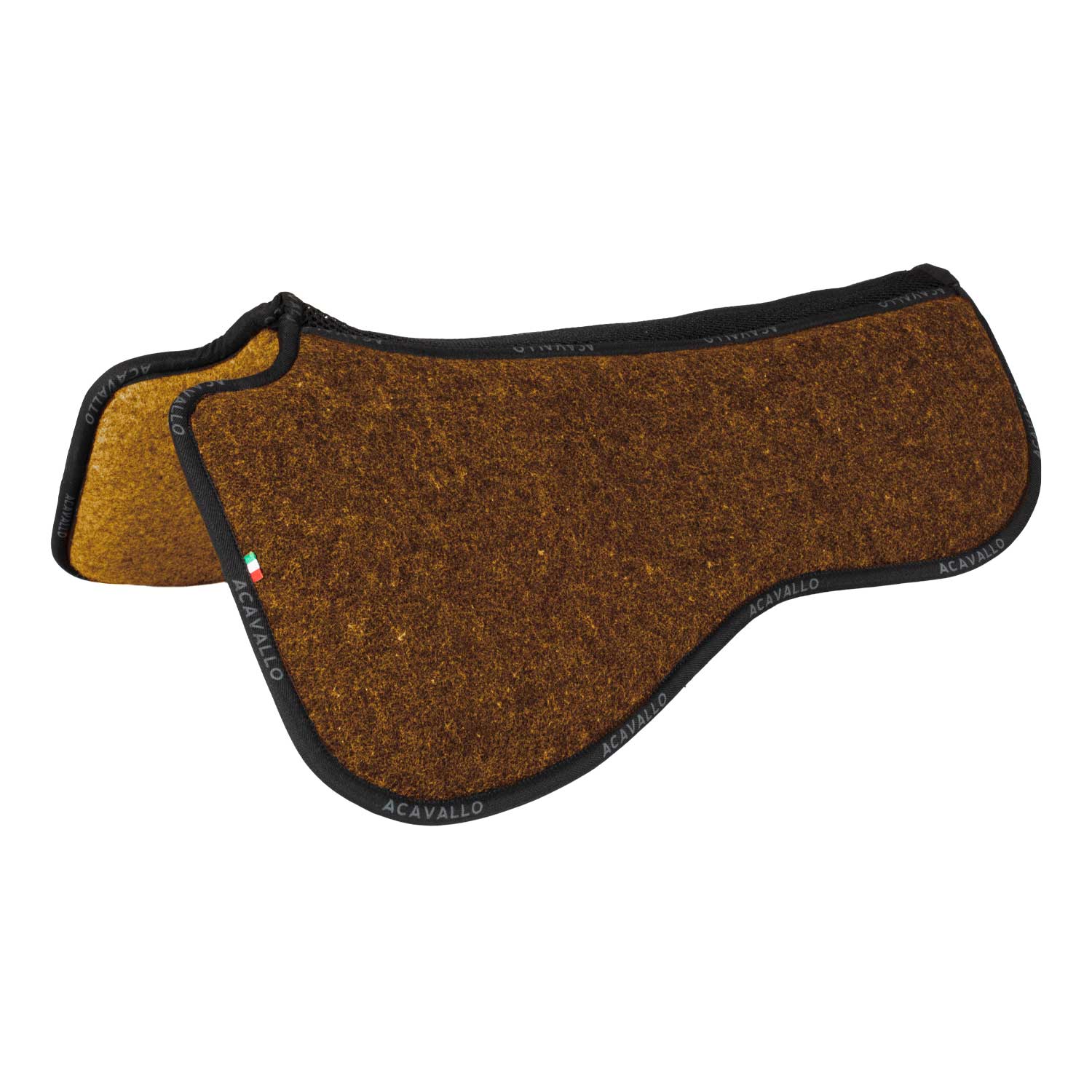 Acavallo Wirbelkanalfreies Memory Foam 1/2 Pad C.C. Filz Dressur - braun/mustard, Größe onesize