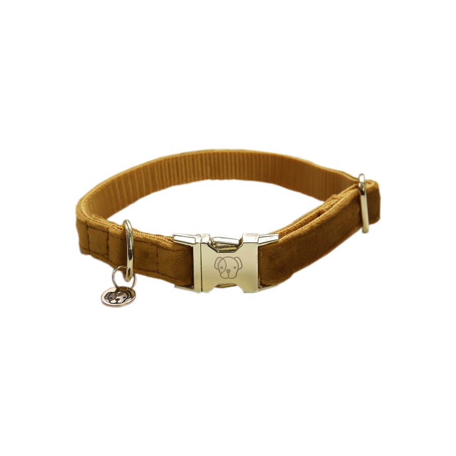 Kentucky Dogwear Velvet Dog Collar Hundehalsband - senfgelb, Größe L