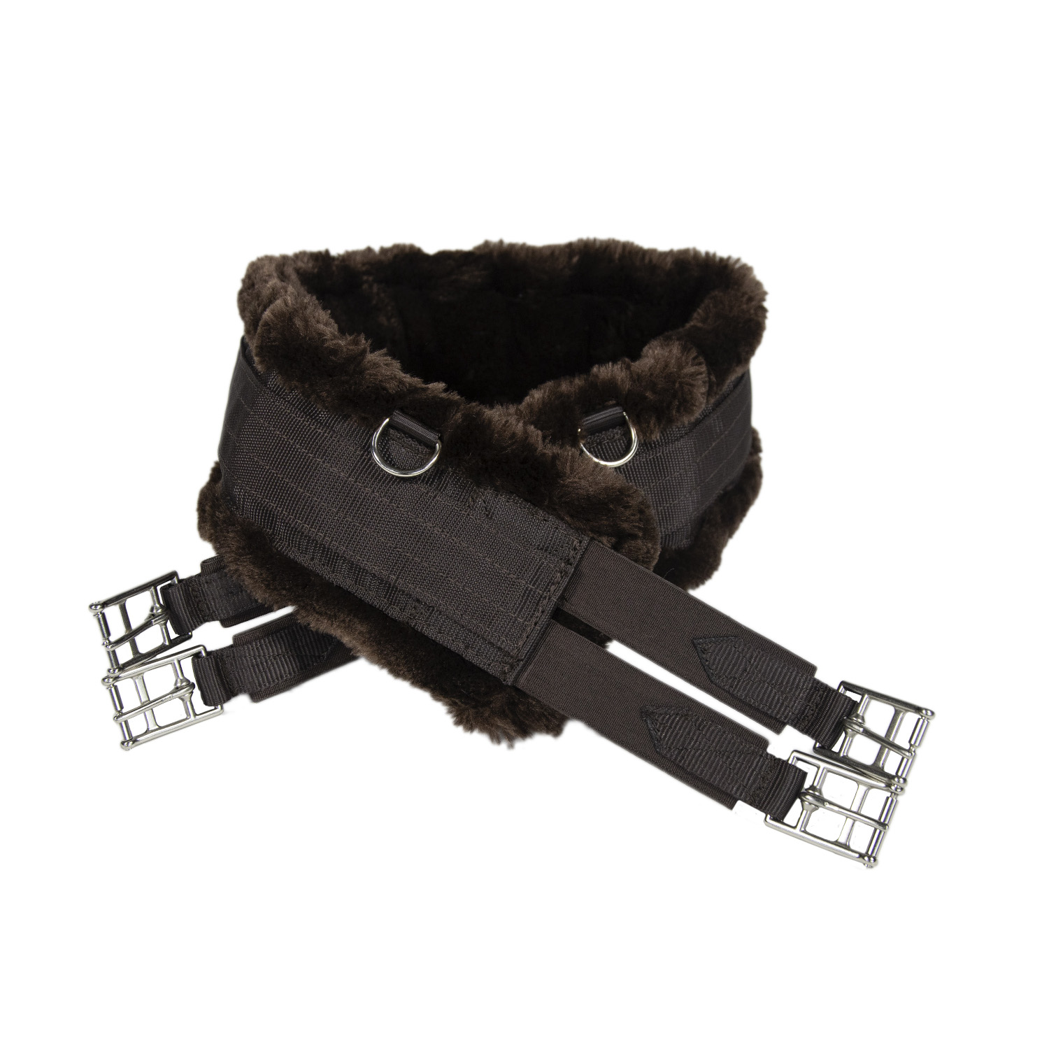 Kentucky Horsewear Sattelgurt mit Lammfellimitat Elastik - braun/braun, Größe 140