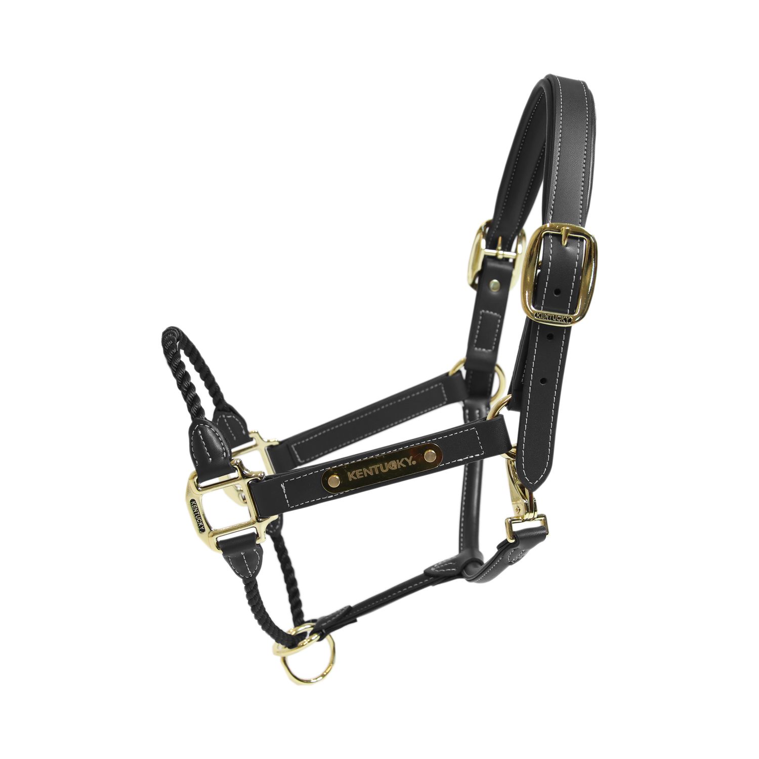 Kentucky Horsewear Leder Halfter rope - schwarz, Größe VB