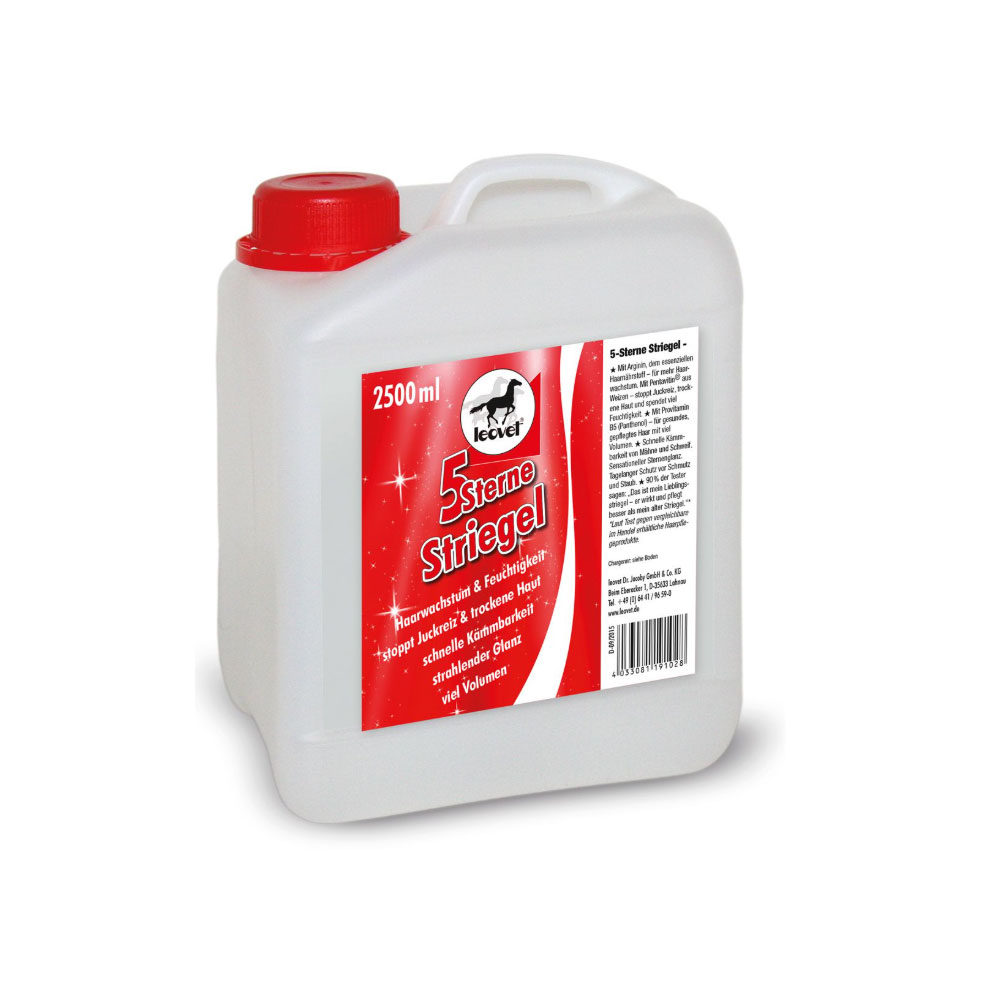 Étrille 5 étoiles Leovet Pour Chevaux - Avec Arginine Et Pentavitine - Favorise La Pousse Du Poil, Hydrate, Apaise Démangeaisons - Flacon 750 Ml