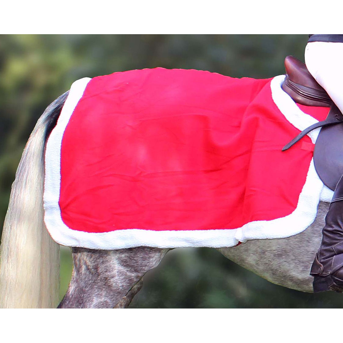 QHP Weihnachts-Ausreitdecke - rot, Größe L
