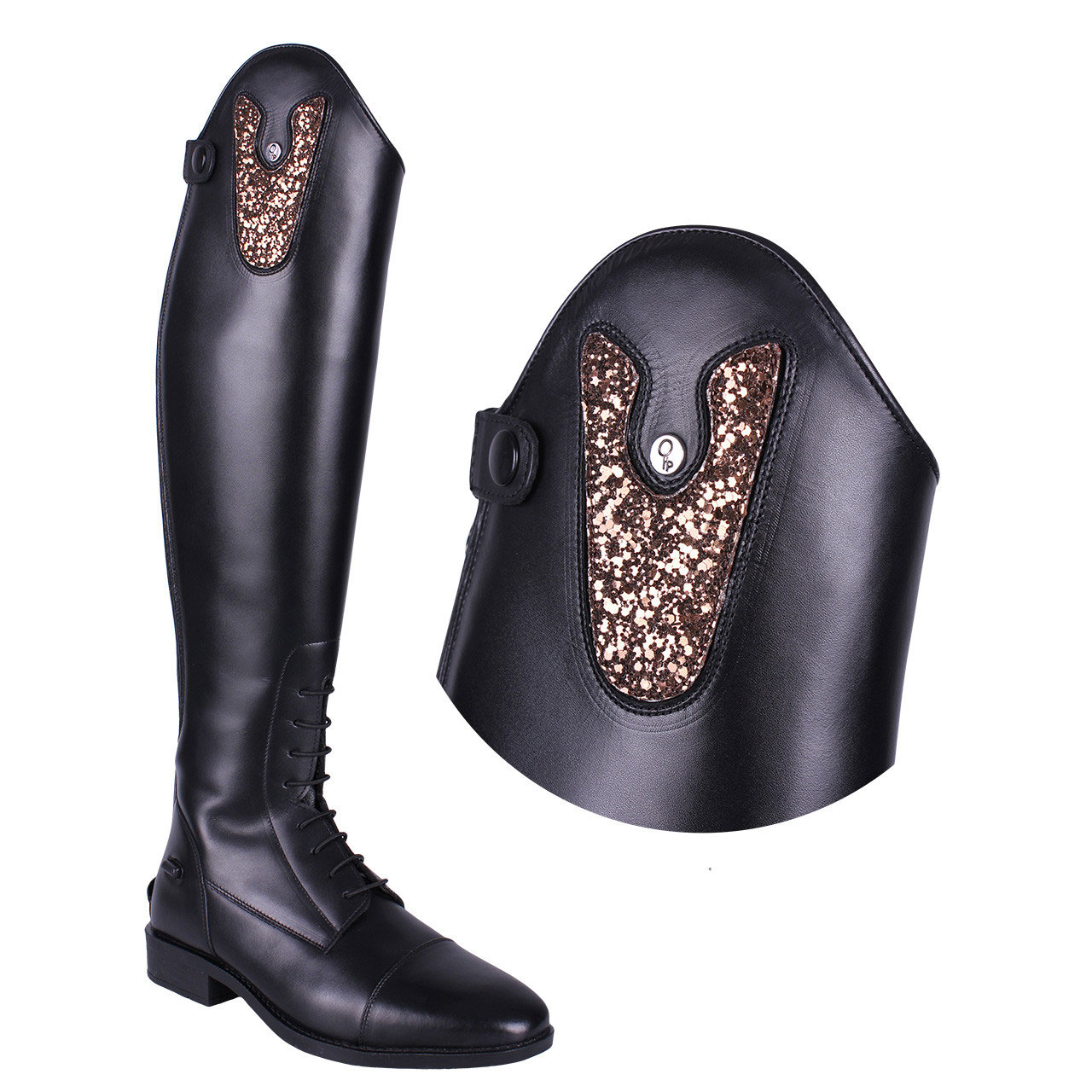 QHP Austauschbares Oberteil für Reitstiefel Sasha - sparkle cacao