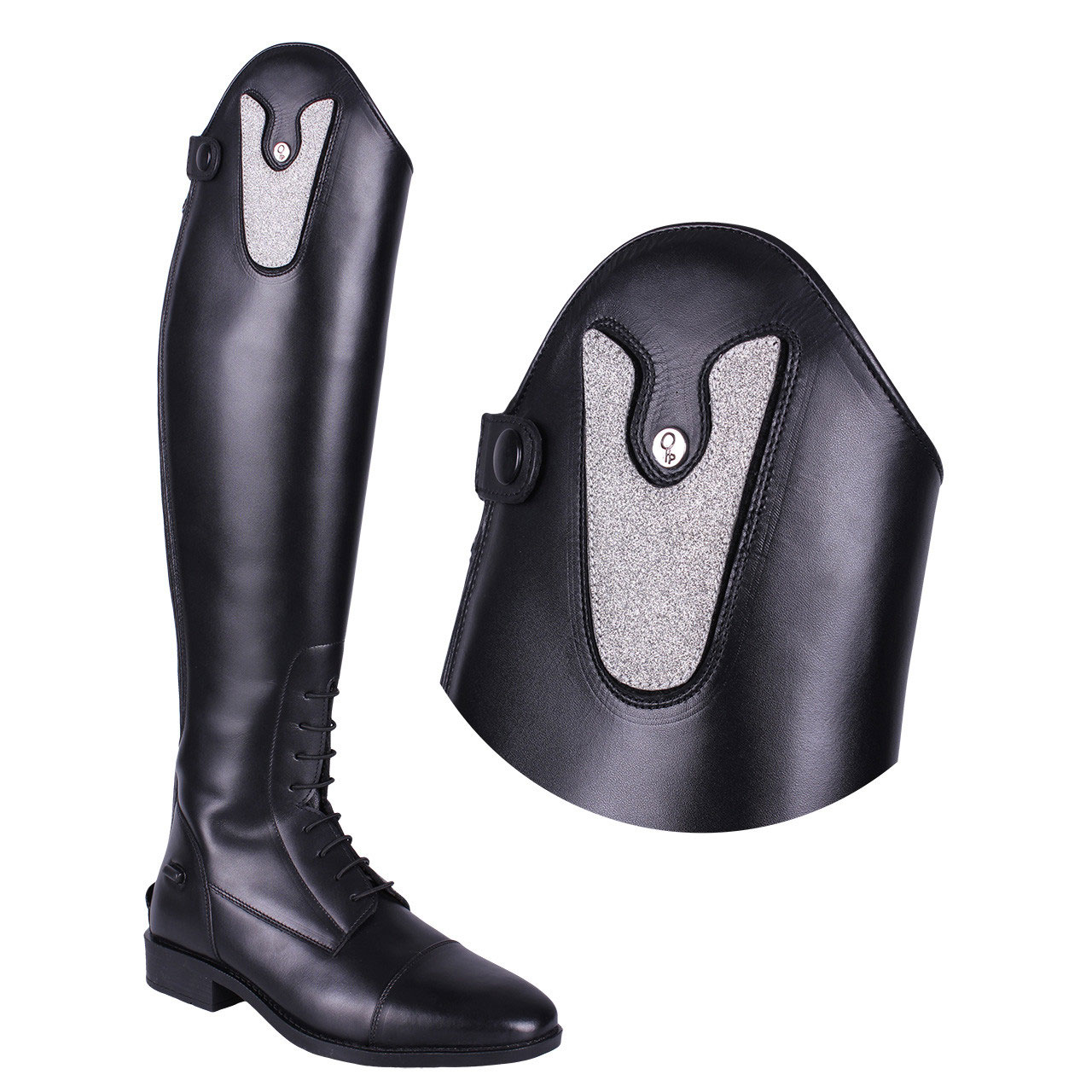 QHP Austauschbares Oberteil für Reitstiefel Sasha - glitter silber