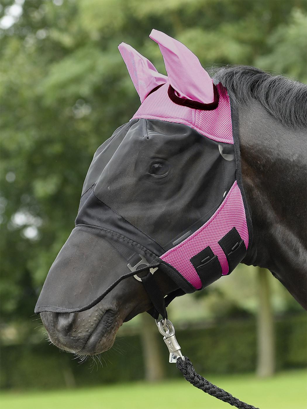 Busse Fliegenmaske FLY COVER PRO - pink/schwarz, Größe VB