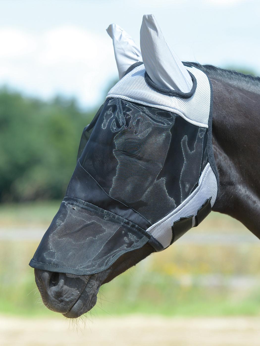 Busse Fliegenmaske FLY COVER PRO - grau/schwarz, Größe SH