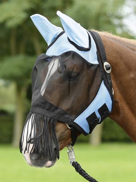 Busse Fliegenmaske FLY COVER FRANSEN - hellblau/schwarz, Größe SH